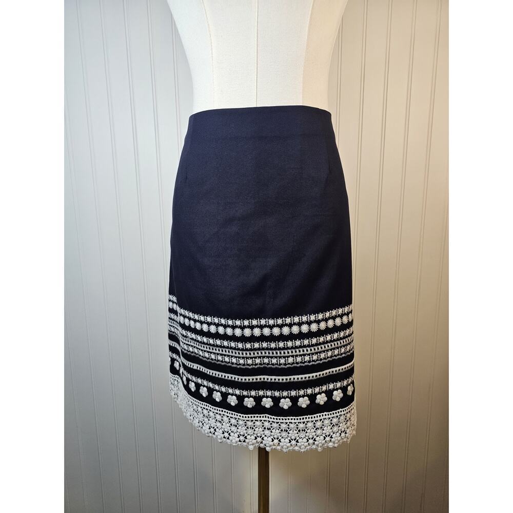 Brooks Brothers Red Fleece Embroidered Trim Pencil Skirt Women's Size‎ 2 New